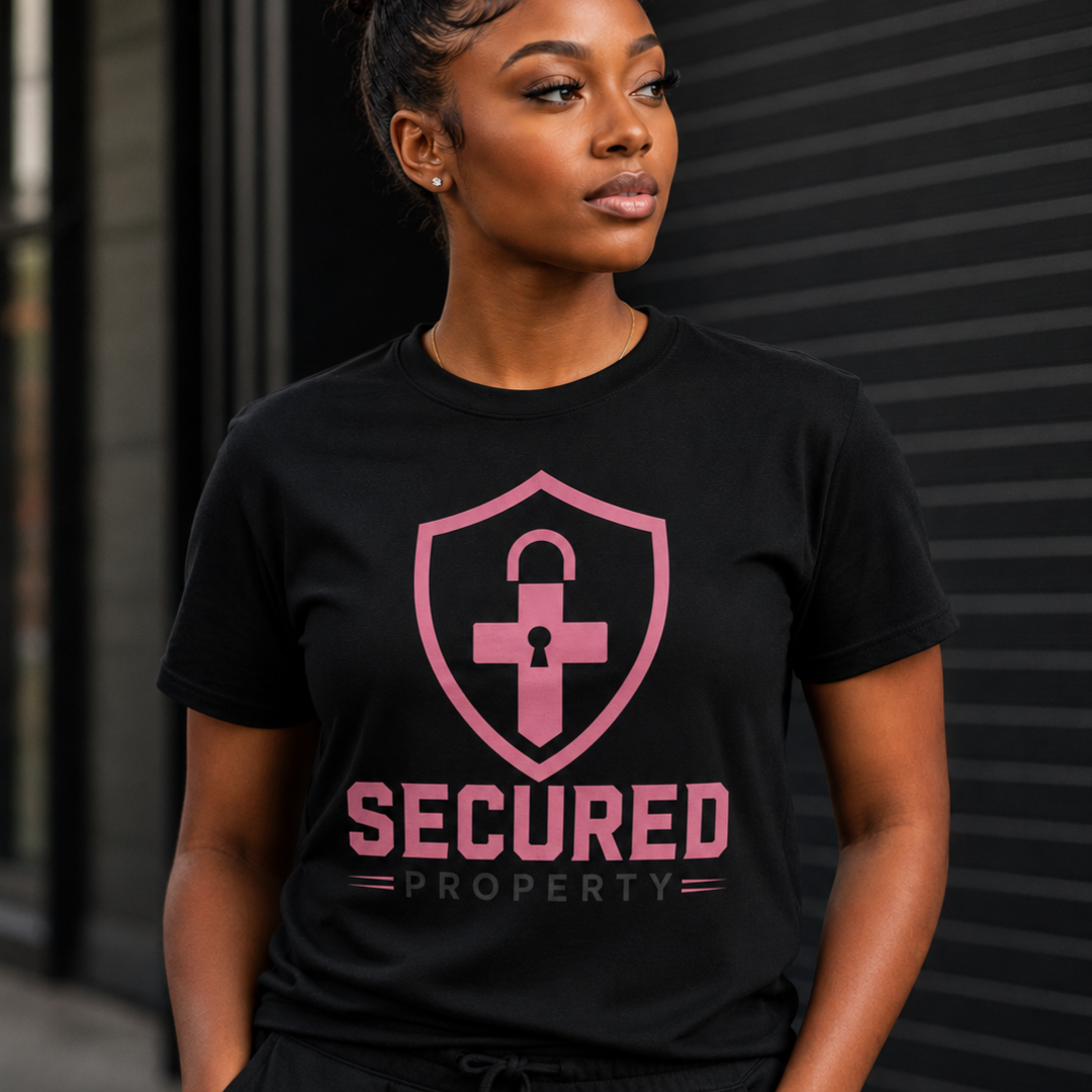 Secured Property| black/pink shirt